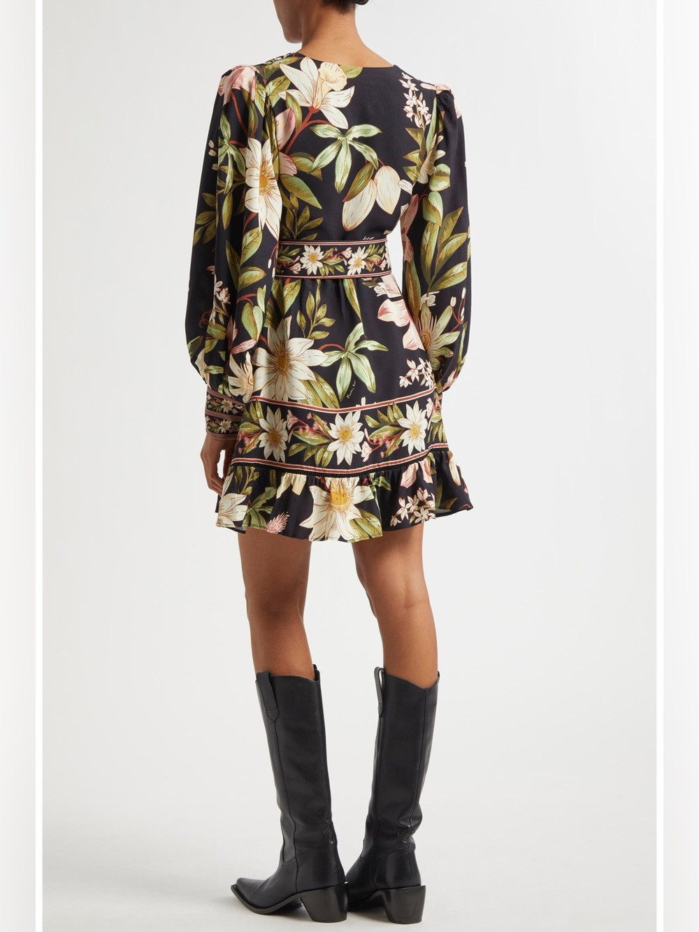 FARM Rio Surreal Flowers Long Sleeve Mini Dress Medium - Picture 10 of 11